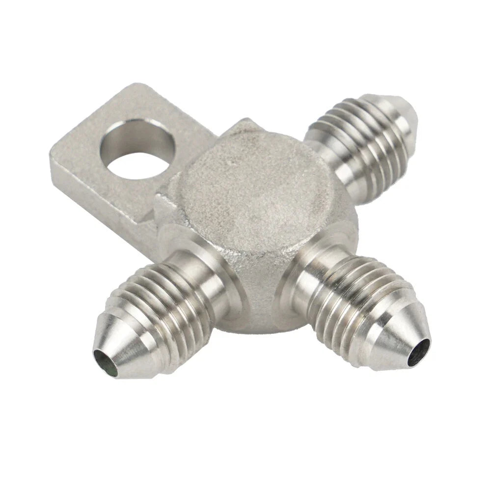 3AN AN3 Stainless Steel 3-Way Male Tee Fitting Adapter for Brake Clutch Hose