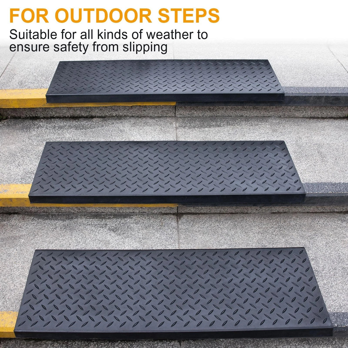 3X Rubber Stair Treads for Spurtar (29.69" x 9.85") - Diamond Black