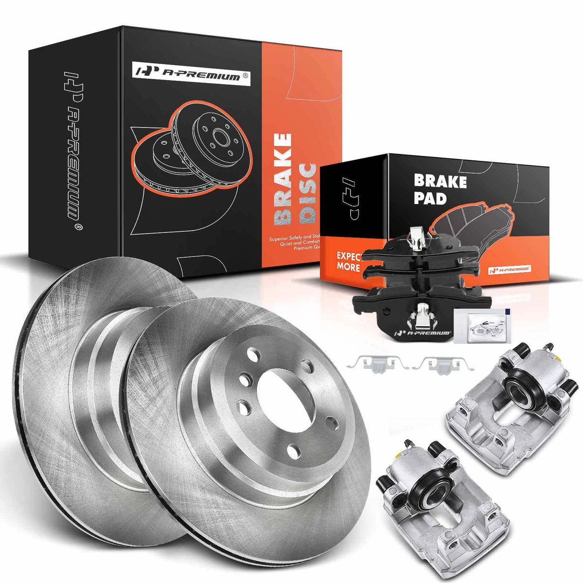 A-Premium 2X Rear Brake Rotors & Ceramic Pads for BMW X5 X6 (BR900940, PRT6044)