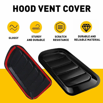 Air Flow Intake Hood Scoop Bonnet Vent Cover Set Universal Black