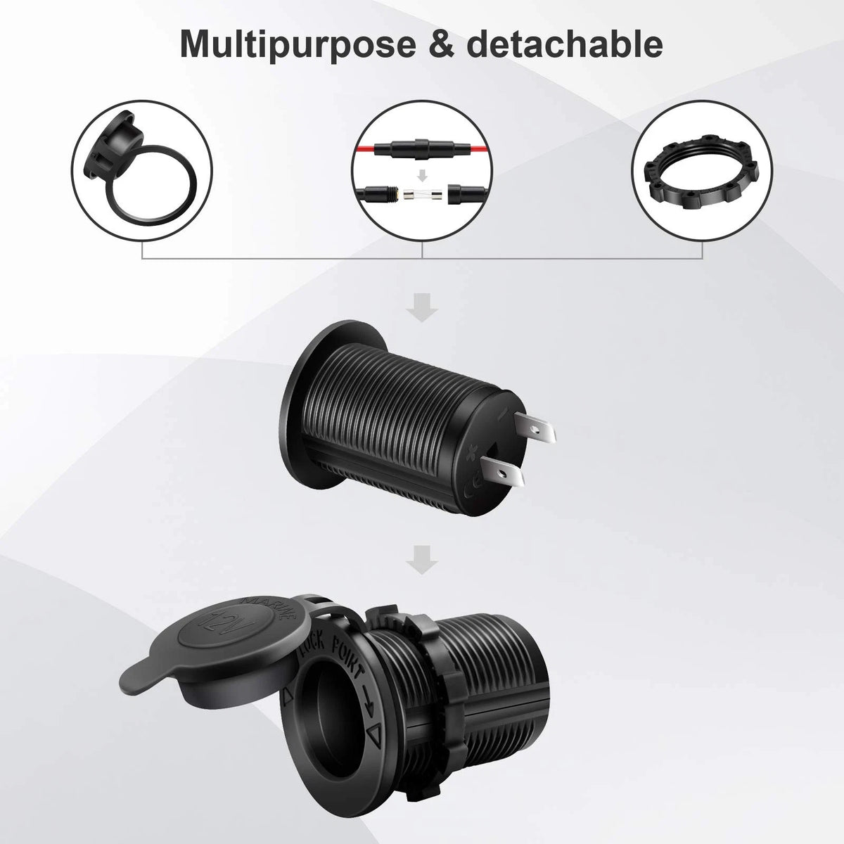3X 12V Cigarette Lighter Socket for Car Marine Motorcycle ATV RV