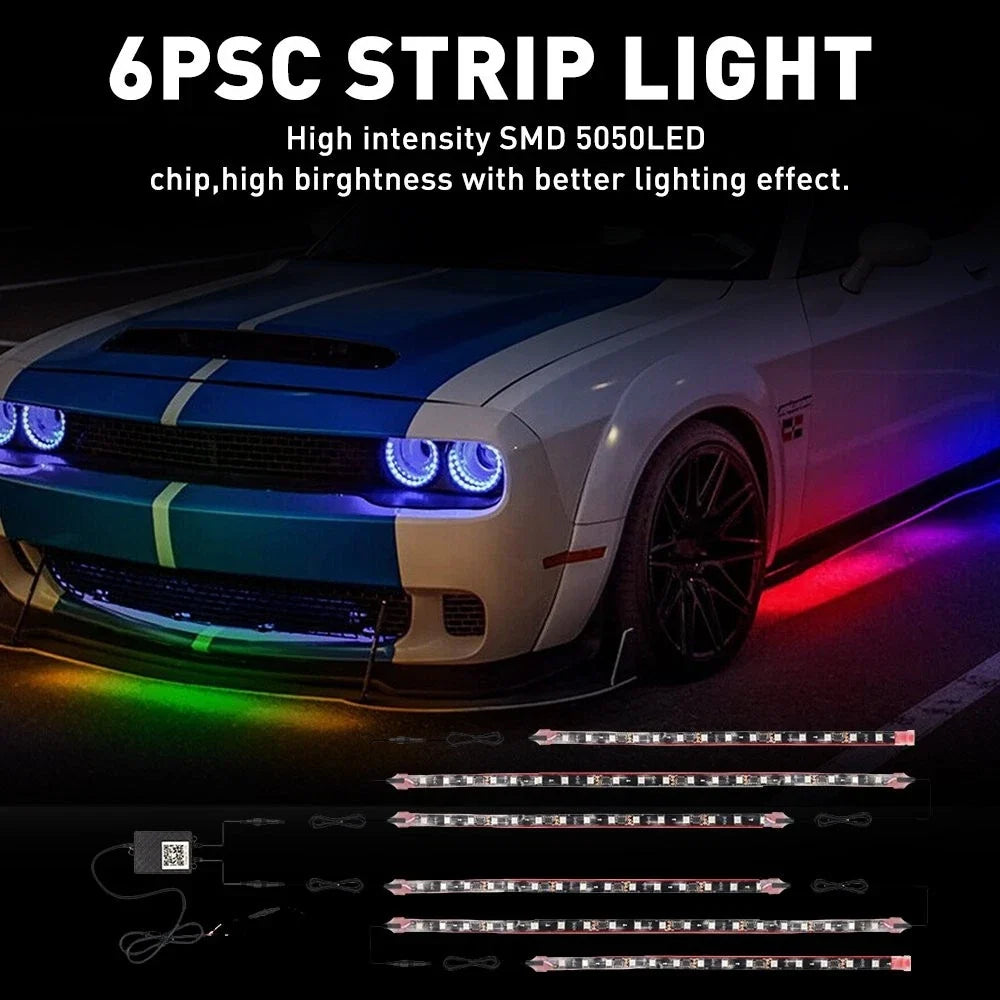 6PCS RGB Underglow Car Strip Light for Universal Vehicles (2010–2023)