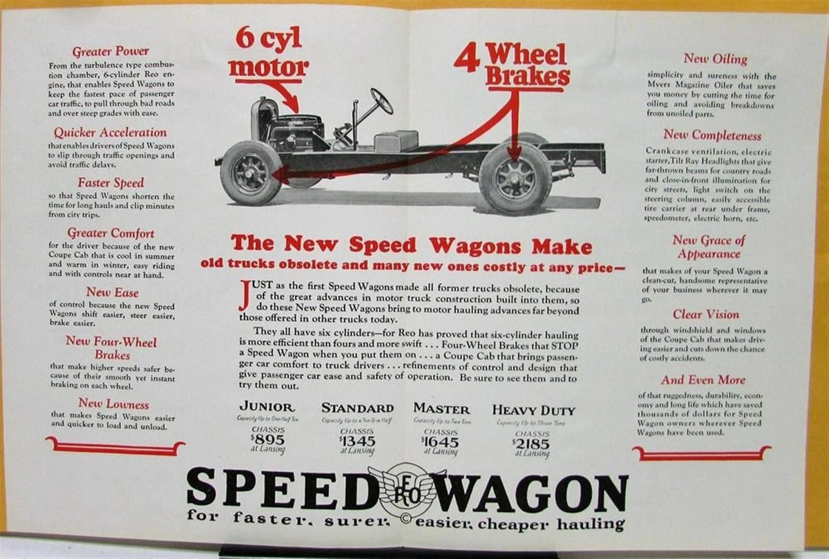 Sales Brochure for 1927 REO Speed Wagon Truck