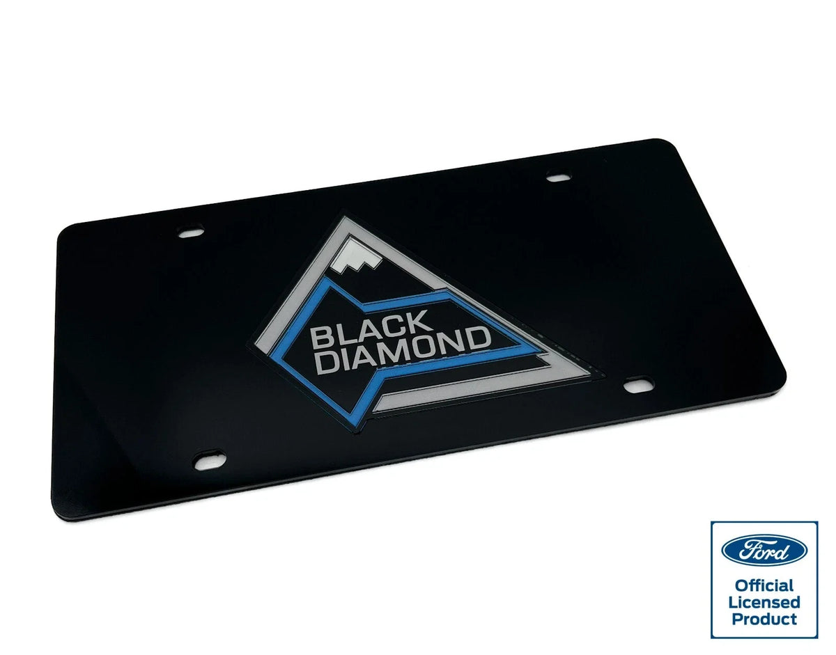 Acrylic Premium Black License Plate for Ford Bronco Black Diamond Badge