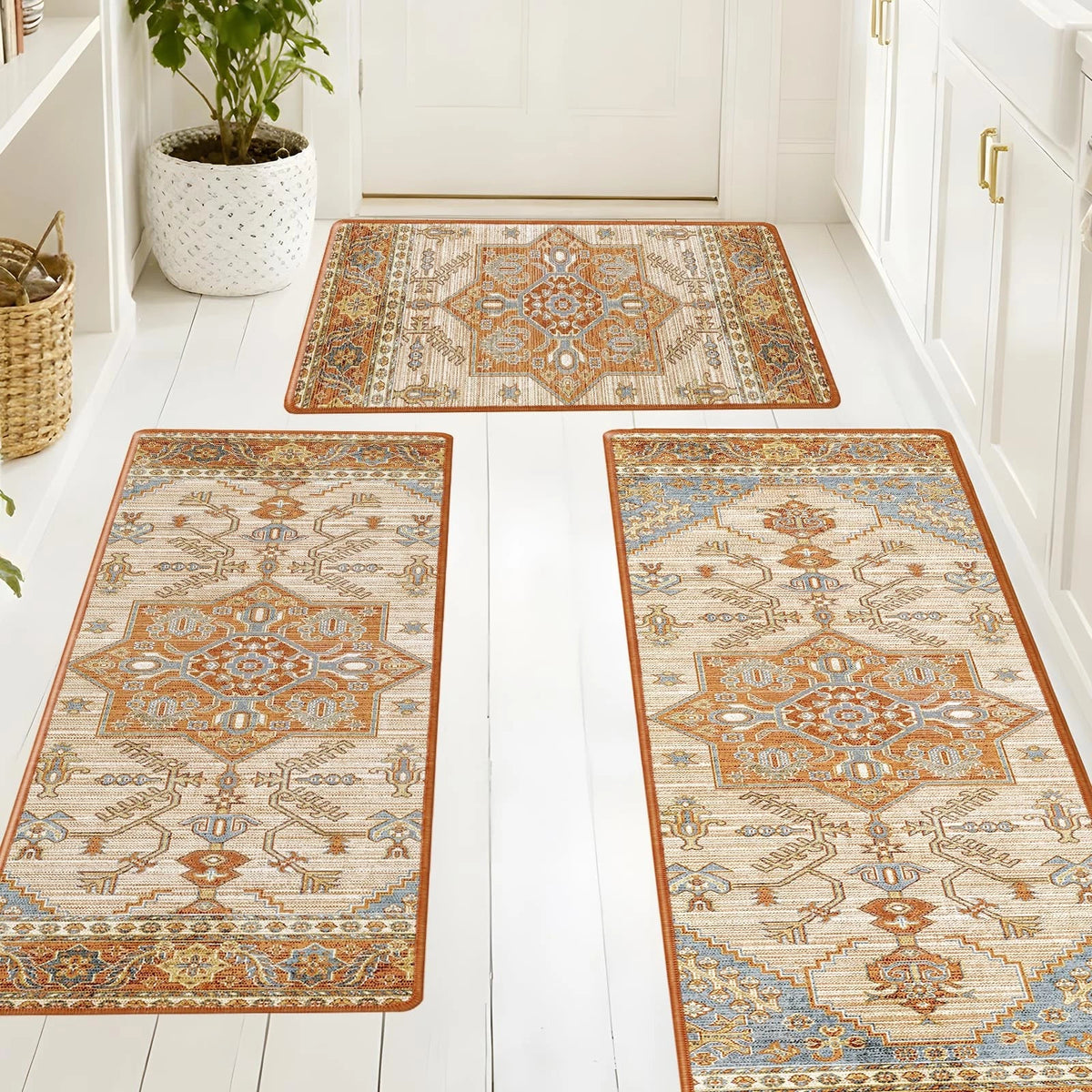Set of 3 Long Kitchen Rugs 16x28, 16x47, 16x59 for Home Decor
