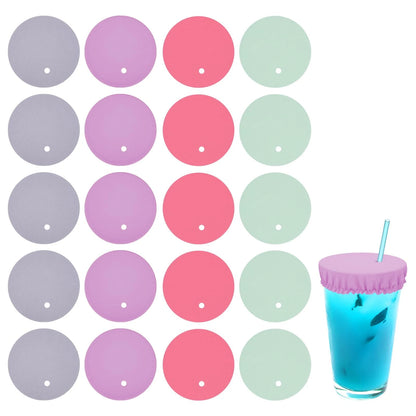 20pcs Reusable Drink Cover Scrunchies for Various Cups (10cm Diameter)