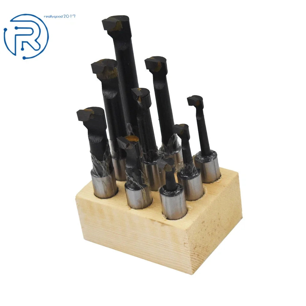 9 Piece Boring Bar Set for Lathe (1/2" Shank, Carbide Tipped)