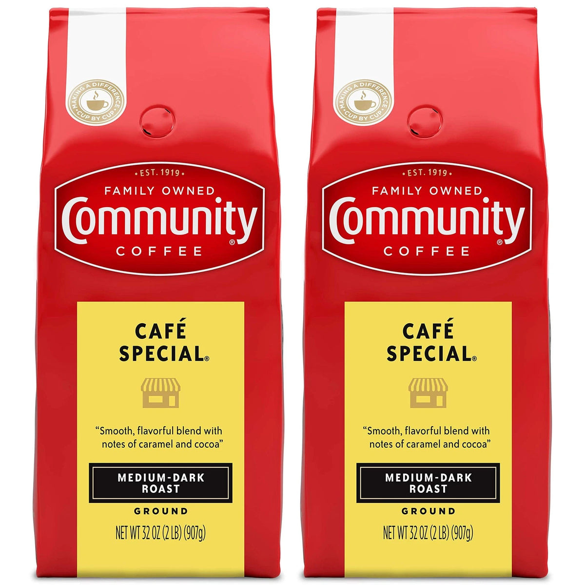 Set of 2 Medium Dark Roast Ground Coffee 32 Ounce Packs