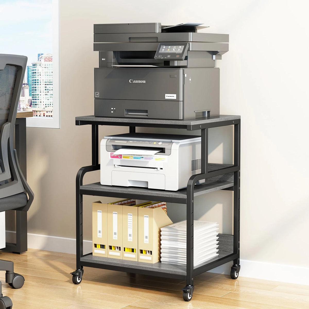 3 Tier Printer Stand with Wheels for Large Printers