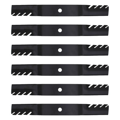 6X Toothed Mulching Lawn Mower Blades for John Deere (Fits M170639)