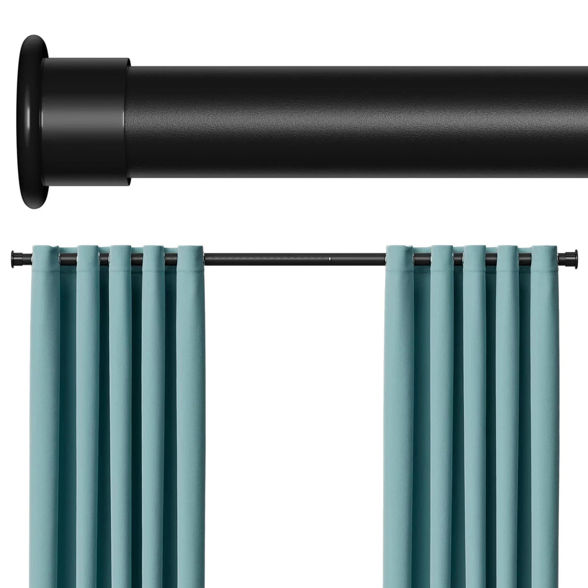 Extra Long Tension Curtain Rod 43-124 Inches Black Heavy Duty