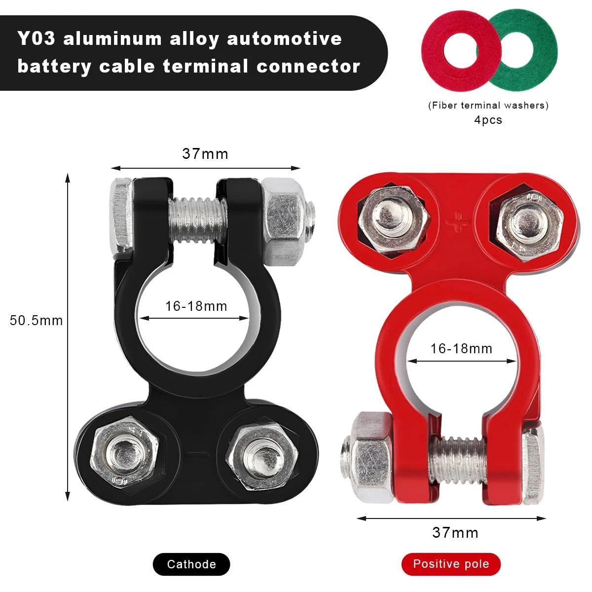 Set of 4 Battery Terminal Connectors for Gasedin (1.46×1.97 inches)