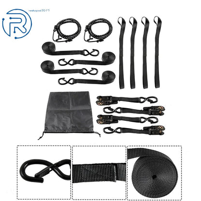 Set of 4 Black Ratchet Straps 2200 LB with Safety Lock S Hooks 15 FT