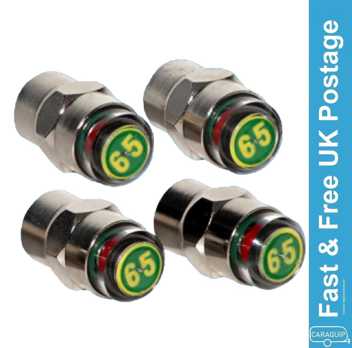 4X Tyre Pressure Cap Monitor Valve Indicator 65psi for Motorhome Trailer (MO1912)