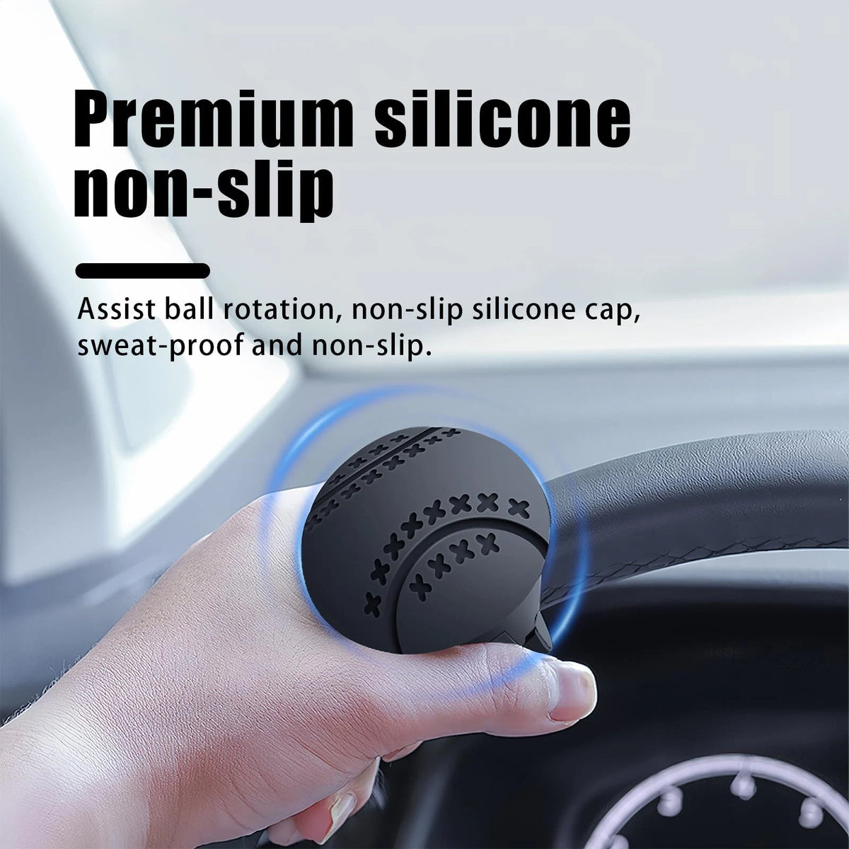 Steering Wheel Knob for Boat - Silicone Anti-Slip Black