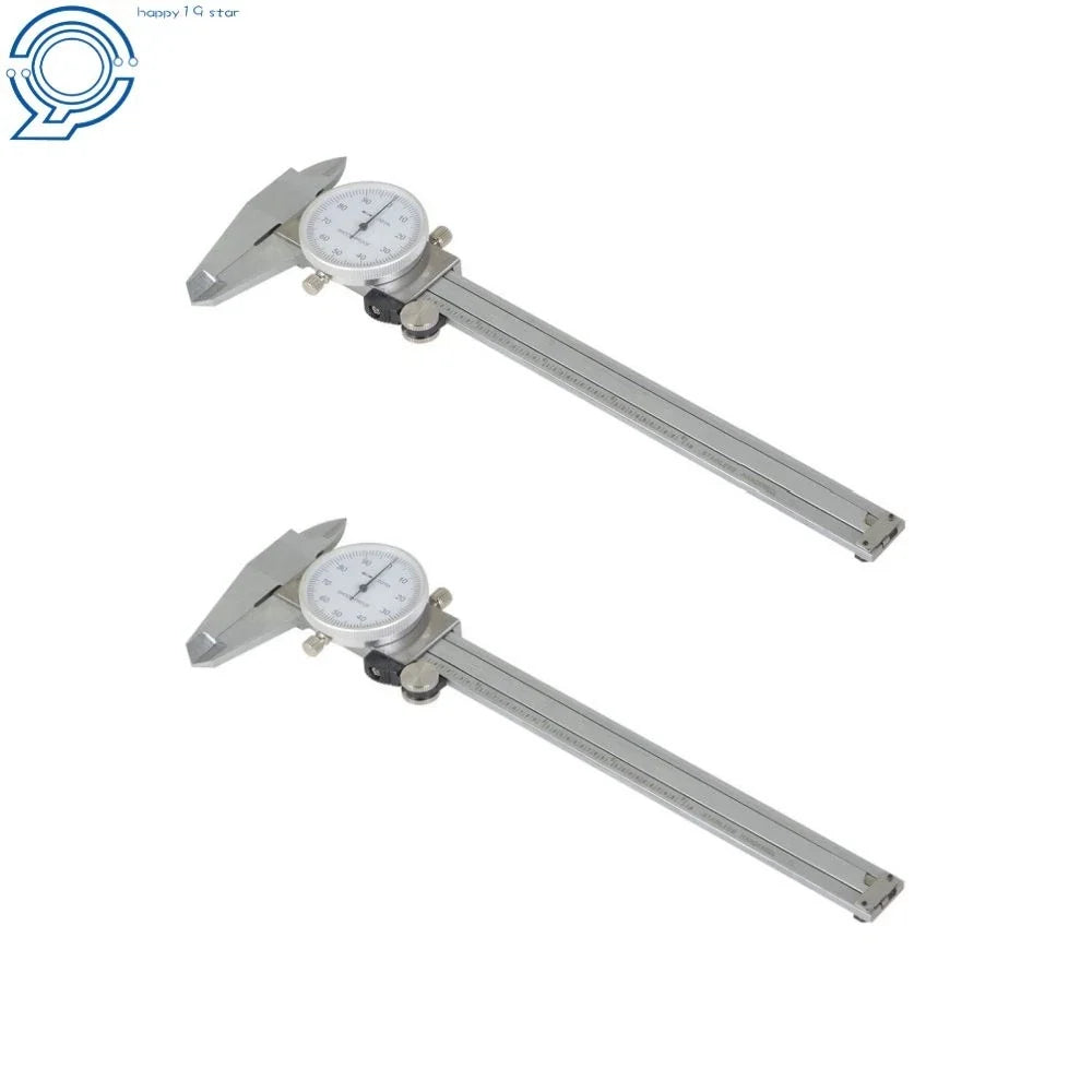 2X Dial Caliper Stainless Steel 6 In Shockproof Gauge 0.001" Accuracy