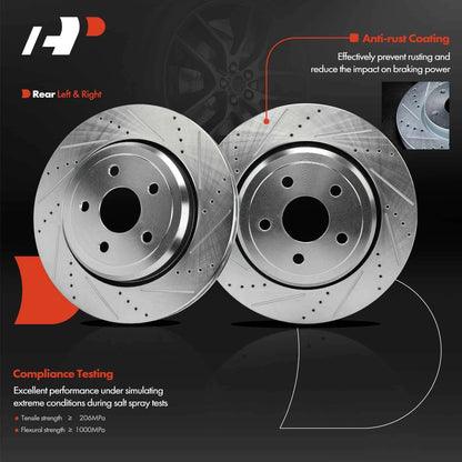 Set of 6 Rear Drilled Brake Rotors & Pads for Jeep Grand Cherokee (CFC1498, 30114980)