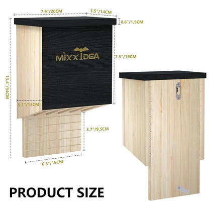 Double Chamber Bat House Box for Outdoor Use - Black
