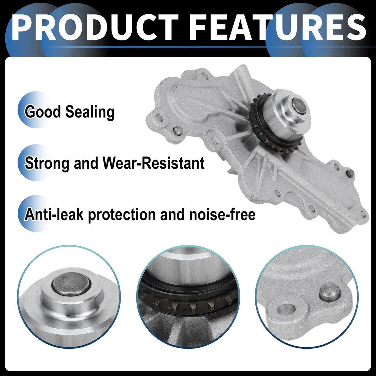 Water Pump for Ford Edge, Flex (2007–2010) No. 7T4Z8501B w/ Rubber Rings Kit
