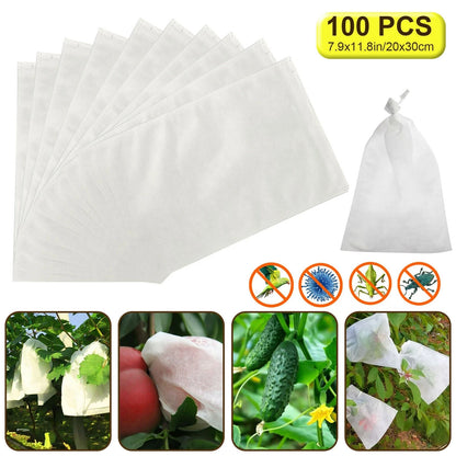 100PCS Drawstring Insect Pest Protection Bags for Garden Plants