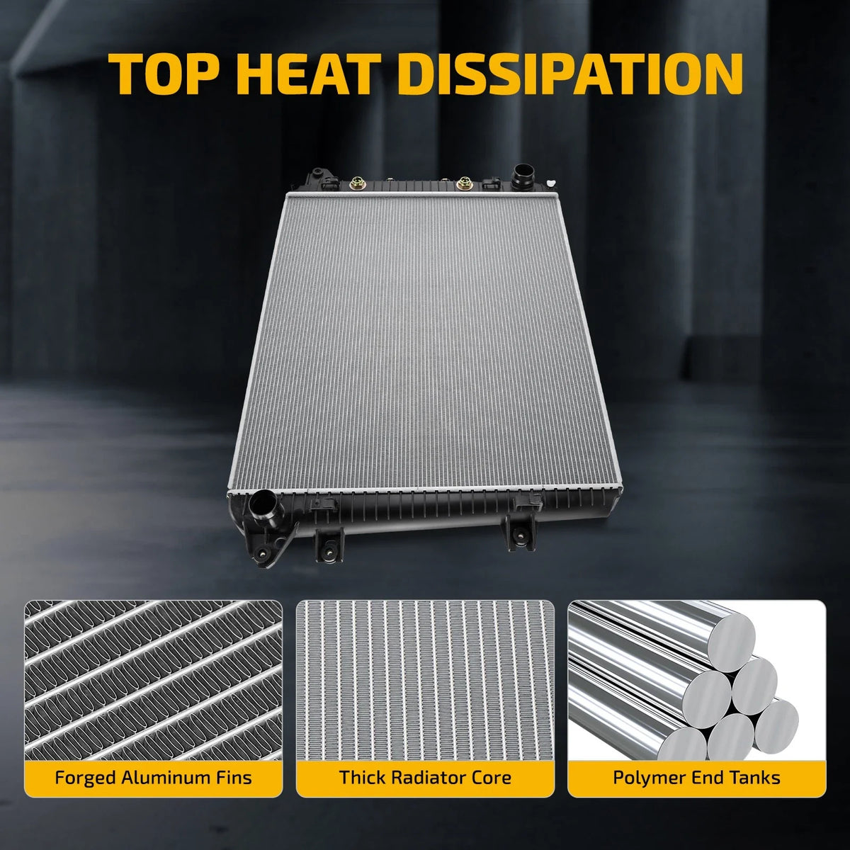 Aluminum Core Radiator for Silverado 3500, Sierra 2500 (2017–2019) 6.6L Turbo 13690