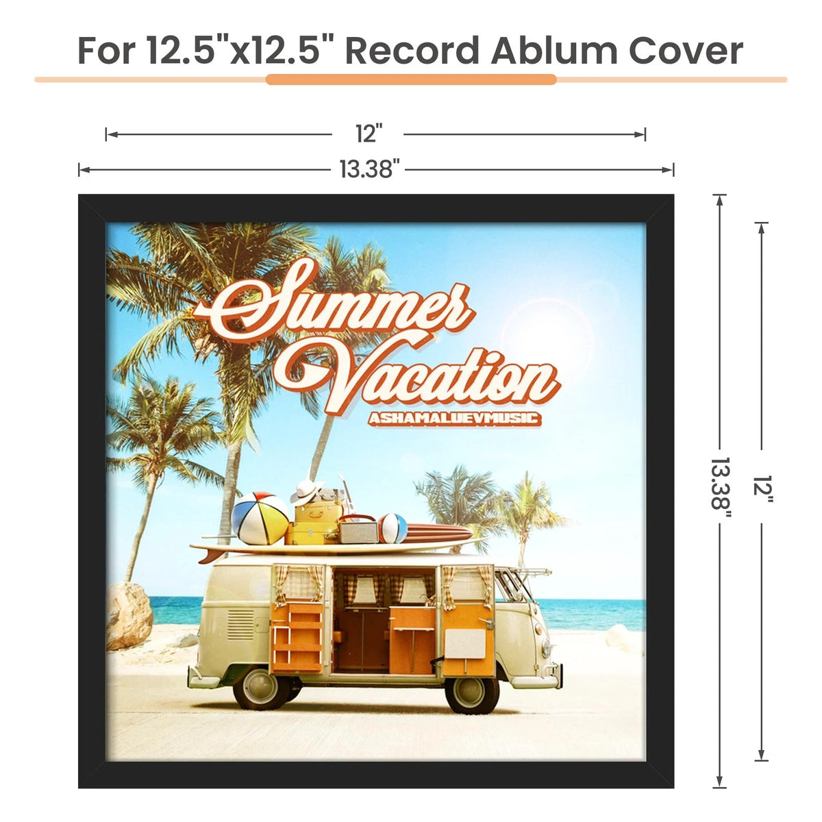 Set of 4 Vinyl Record Frames for 12-Inch Records (12.5x12.5) - Black