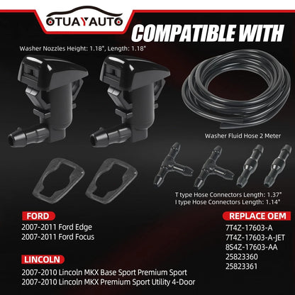 Windshield Washer Nozzle Kit for Ford Focus, Edge, Lincoln MKX (2007–2011)