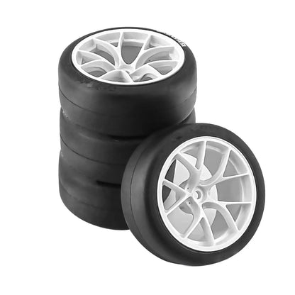 4Pcs 65mm RC Car Tires & Wheels Rims 12mm Hex Hub for Tamiya TT01 (N/A)