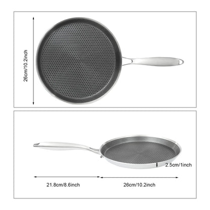 10 Inch Non-Stick Stainless Steel Crepe Pan for Cooking