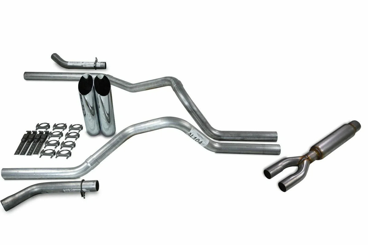 2.5" Dual Exhaust Kit for Ford F150 (2021–2025) - Glasspack, Corner Exit, Slash Tips