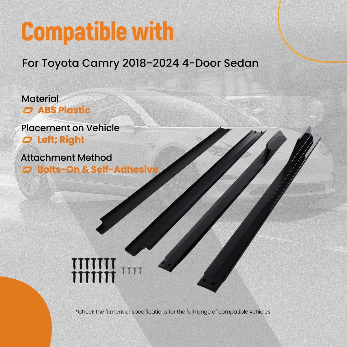 2X Body Extension Side Panel Kit for Toyota Camry (2018–2024) Gloss Black ABS