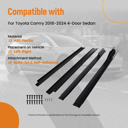 2X Body Extension Side Panel Kit for Toyota Camry (2018–2024) Gloss Black ABS