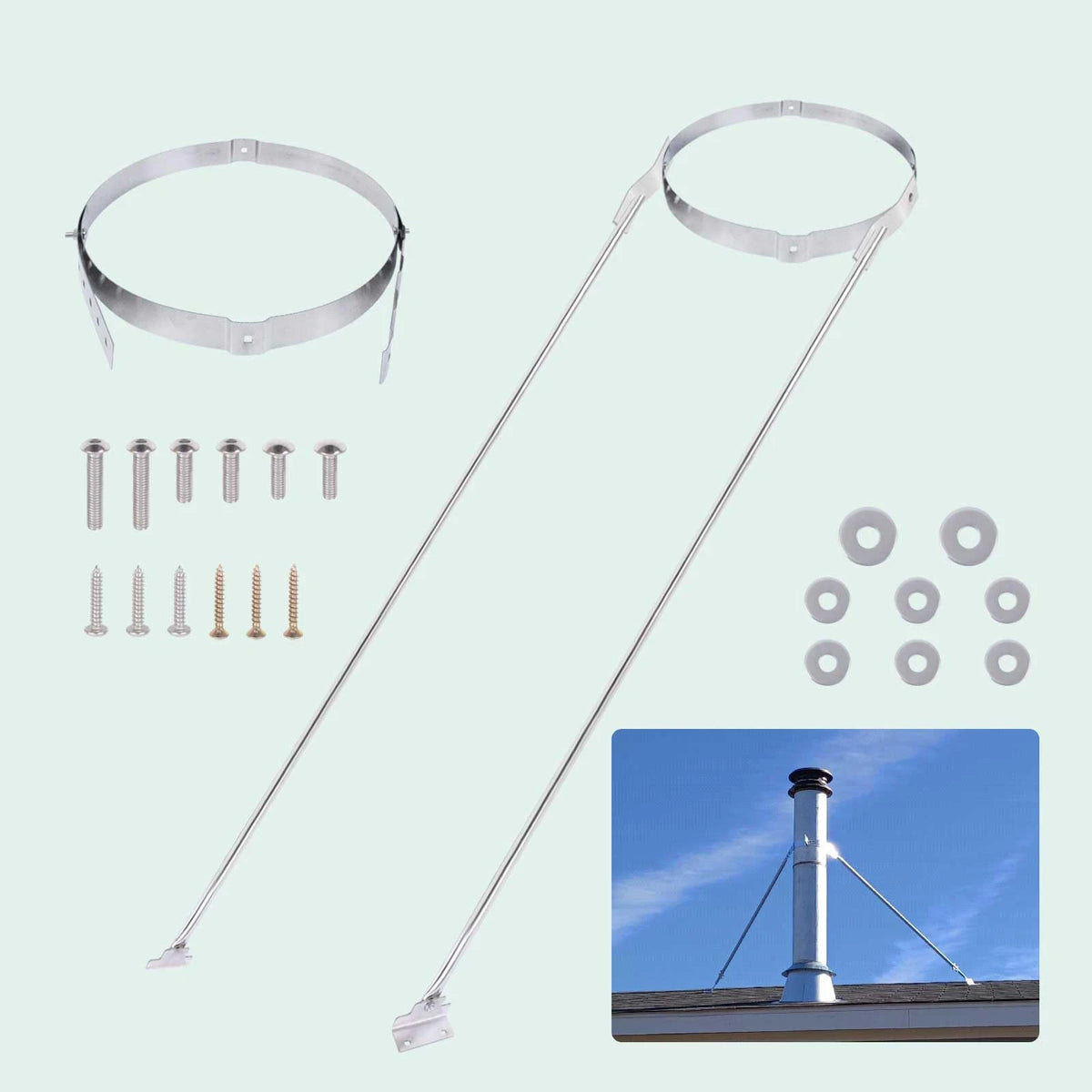 Roof Bracket Support Kit for Chimney Pipes (Universal Fit)