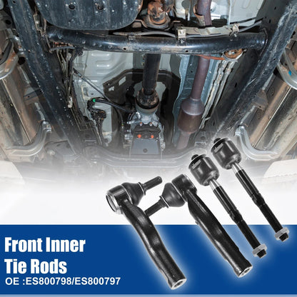Set of 4 Inner Outer Tie Rods for Ford Lincoln Mercury 