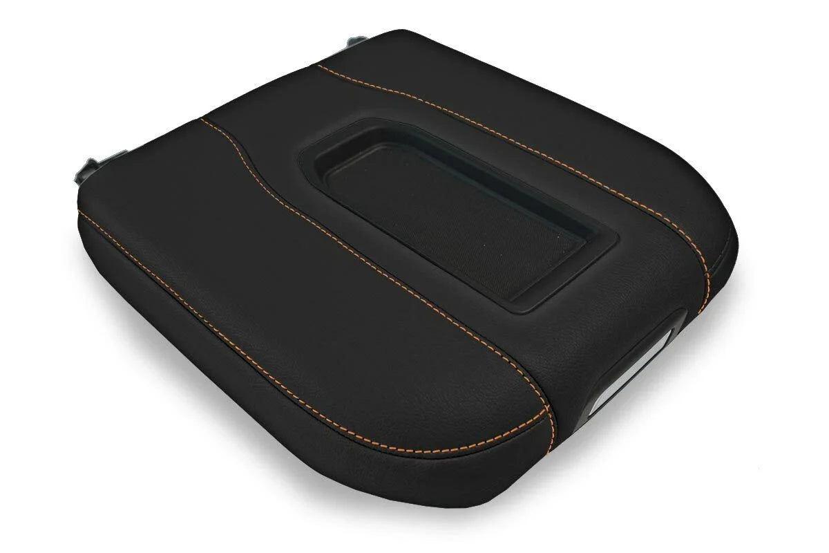 Console Lid Bucket Cover Leather for Chevrolet Silverado (2019–2020) Orange Stitch