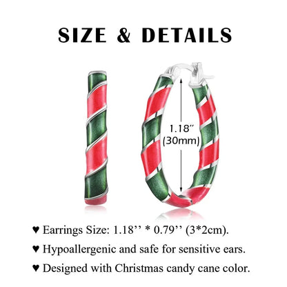 Christmas Earrings for Women - Red Green Hoop Earrings