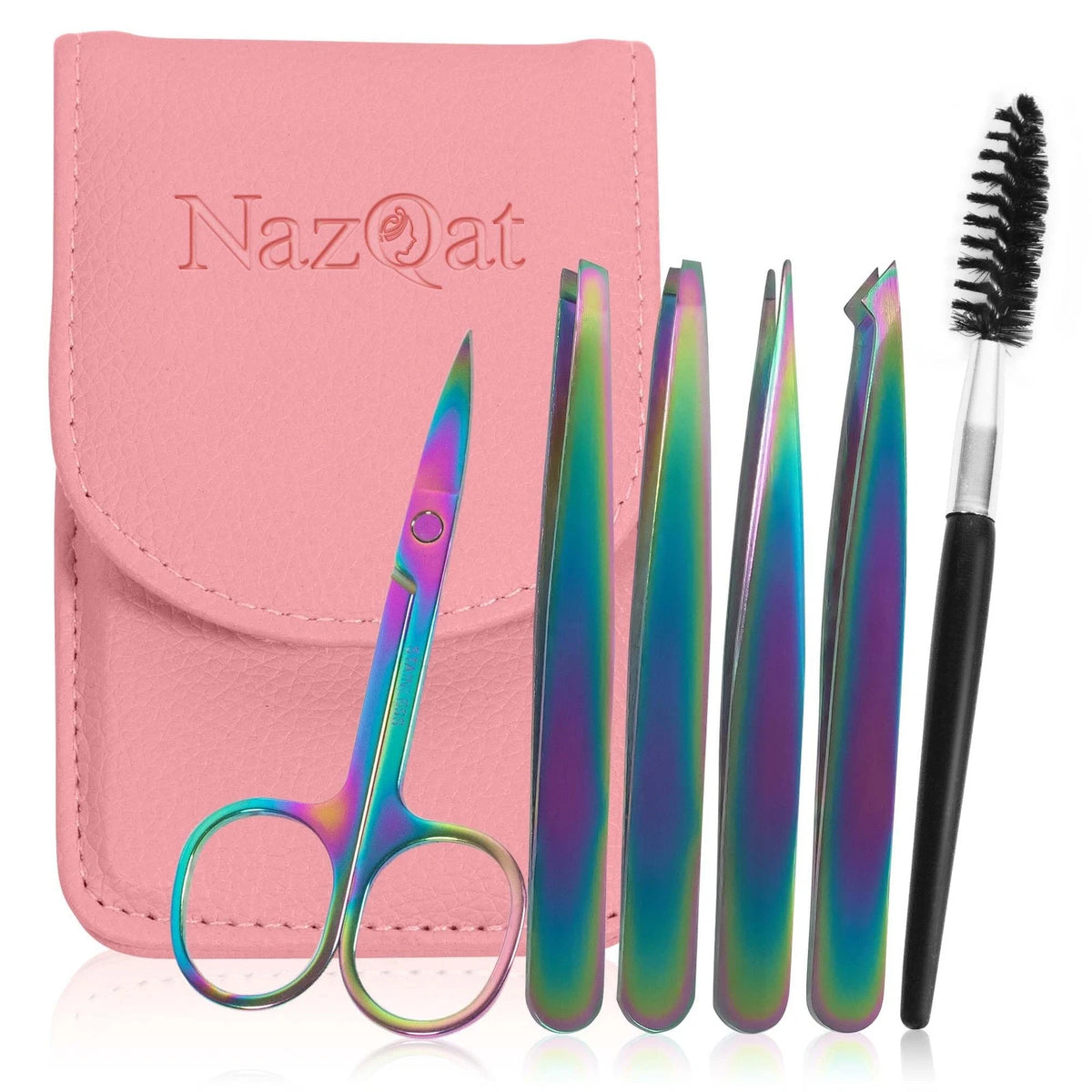 6-Piece Eyebrow Tweezers Set for Women & Men - Rainbow