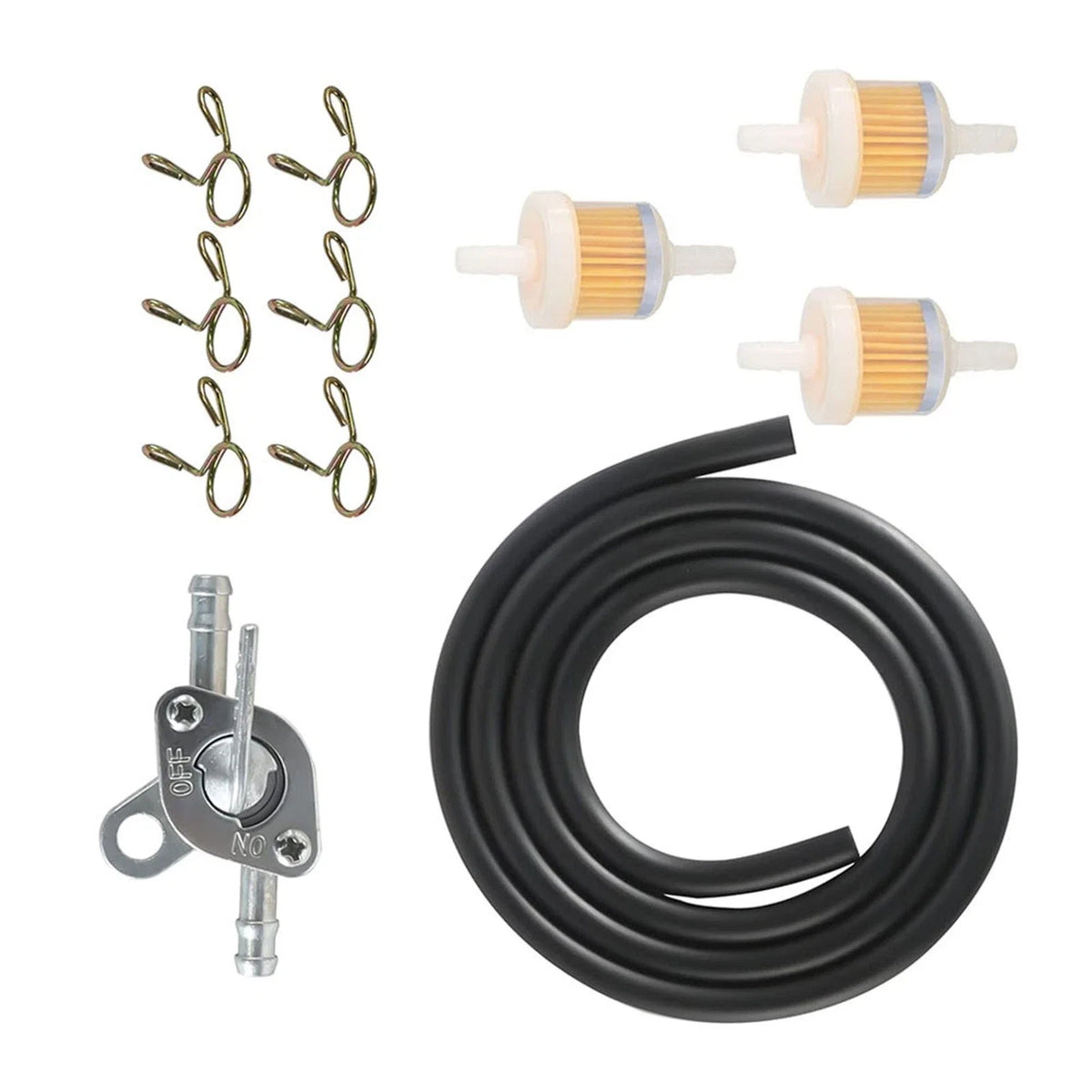 Fuel Filter Kit for (1m Petrol Hose, 3 Filters, 6 Clamps)