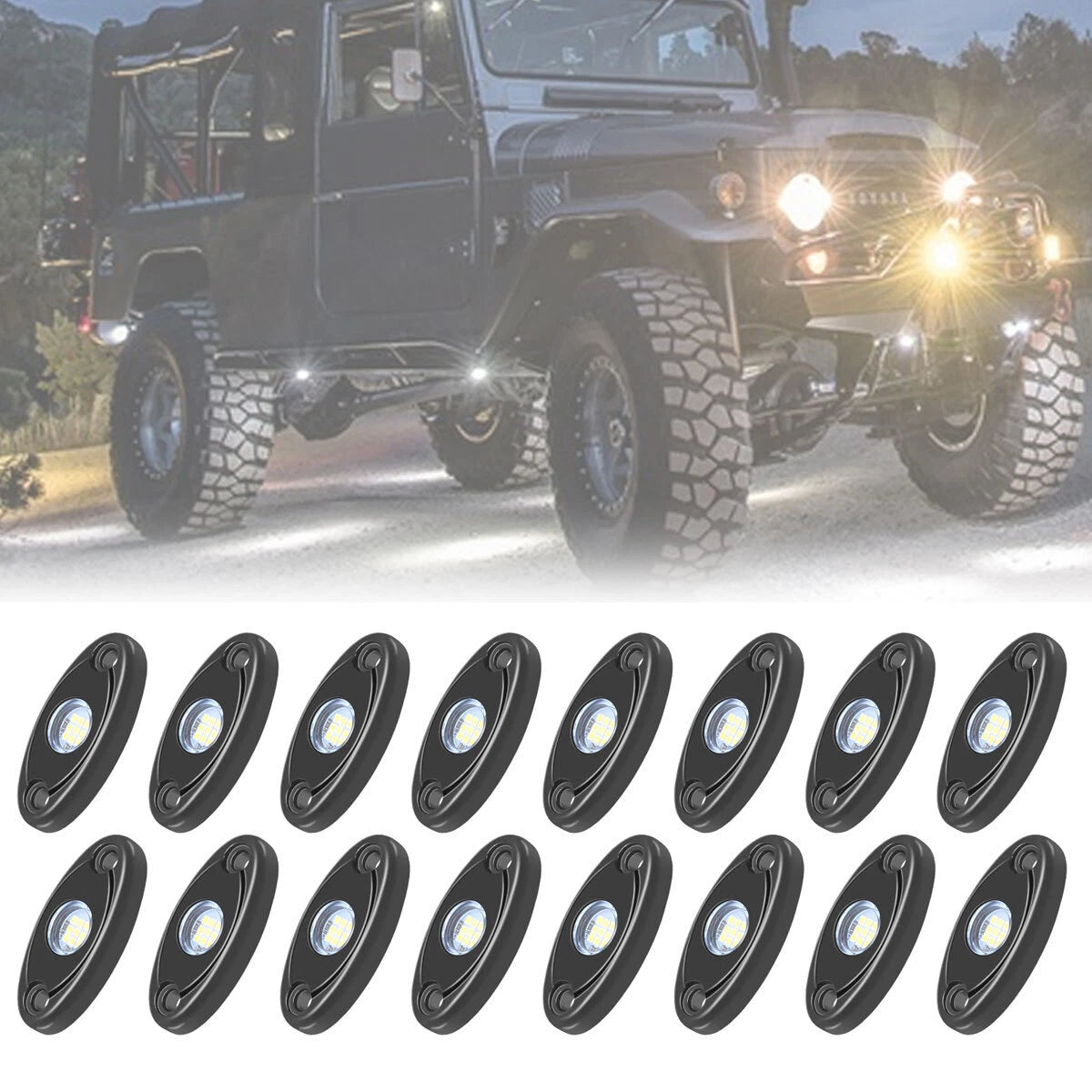 16 Pods LED Rock Lights for Jeep (Offroad, Truck, UTV, ATV)