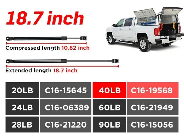 Gas Strut for Truck Pickup Topper Door Cap Canopy ToolBox (2018–2024)