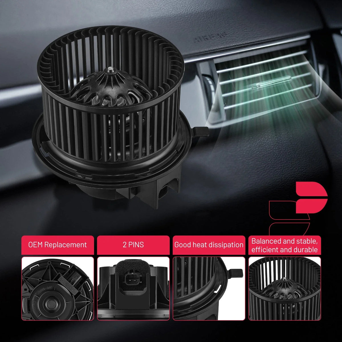 HVAC Blower Motor w/ Fan Cage for Jeep Liberty (2002–2007) & Wrangler TJ (2002–2006)