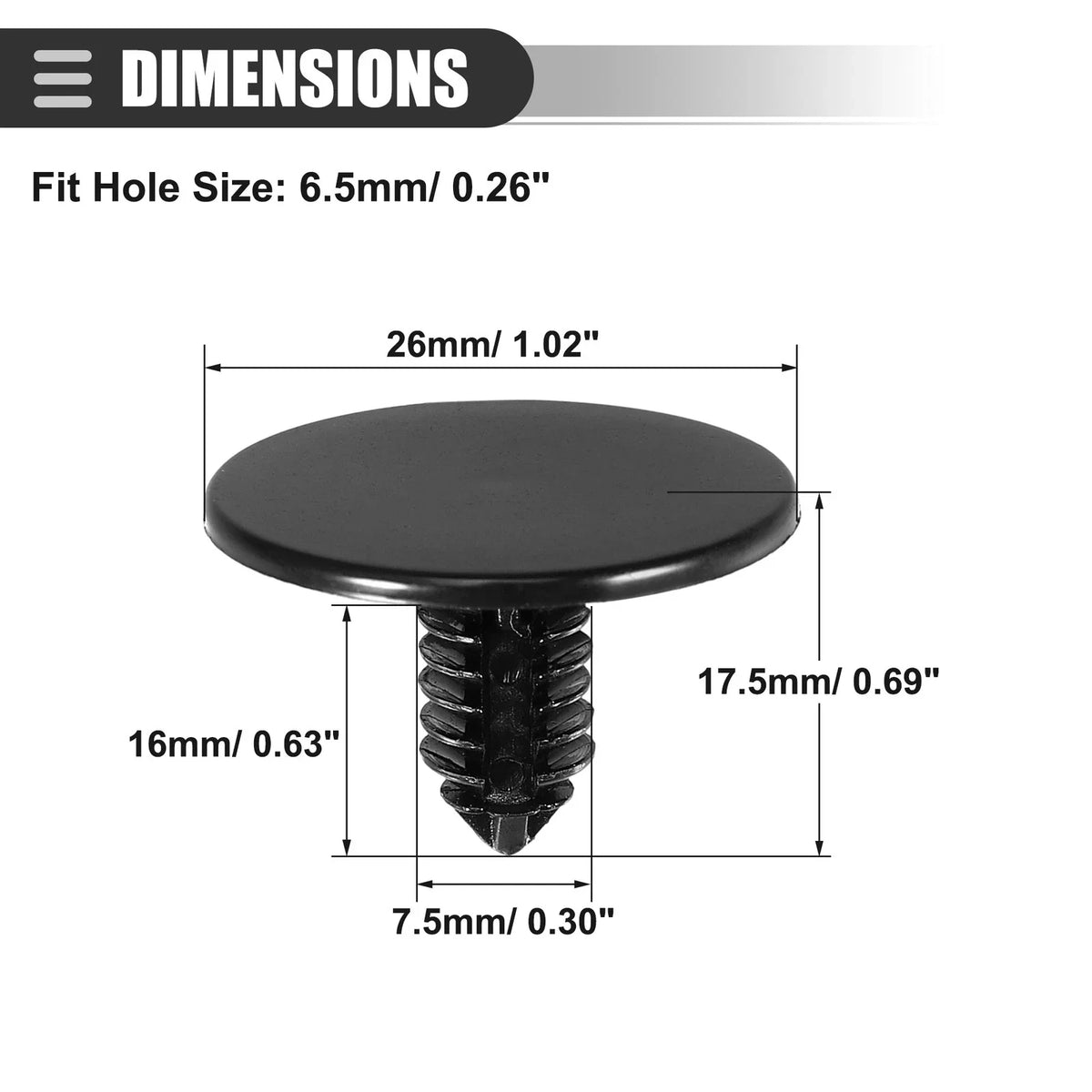 25 Pcs Headliner Hood Insulator Retainer Push Pin Clip for Dodge 