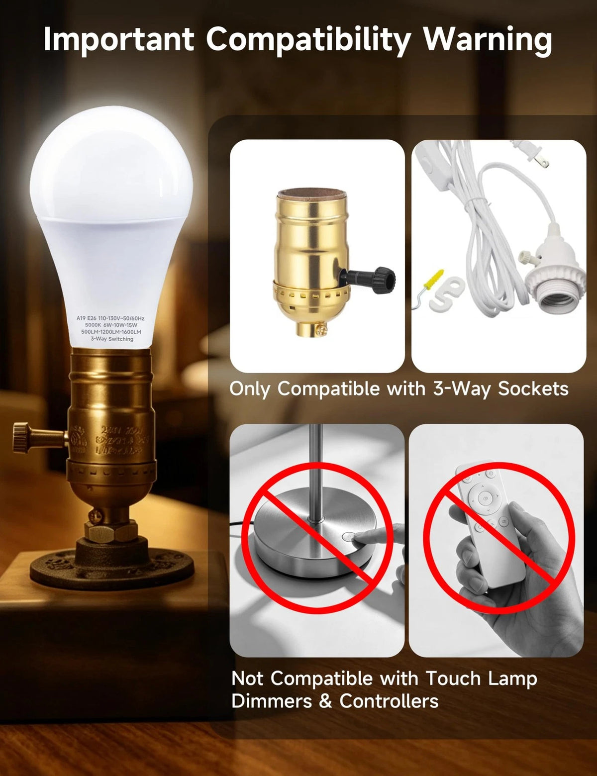 3X LED Light Bulbs for FUJIECO (30/70/100W Equivalent, 5000K Daylight White)