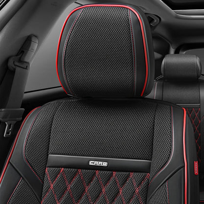 Set of 2 Diamond Stitch Mesh Fabric Front Seat Covers for Universal Fit