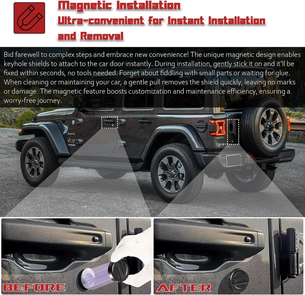 Keyhole Shields Door Lock Defense Kit for Jeep Wrangler JL Gladiator JT (2018–2024) - For00717