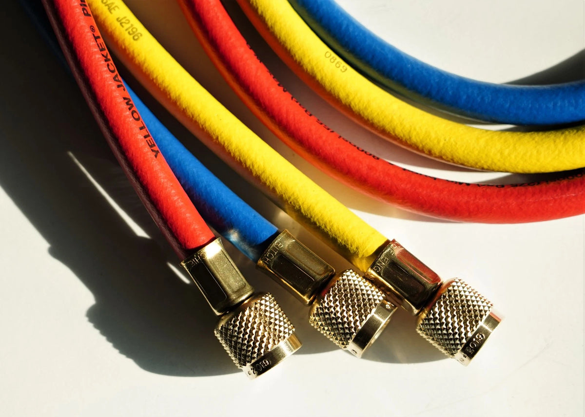 Set of 2 Yellow Jacket 60" HVAC Charging Hoses Standard Fittings