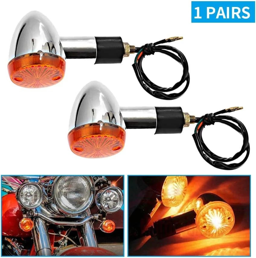 Turn Signal Lights Chrome Bullet 12V for Motorcycle (QUI999)