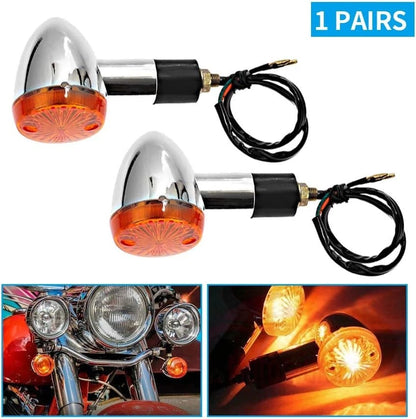 Turn Signal Lights Chrome Bullet 12V for Motorcycle (QUI999)