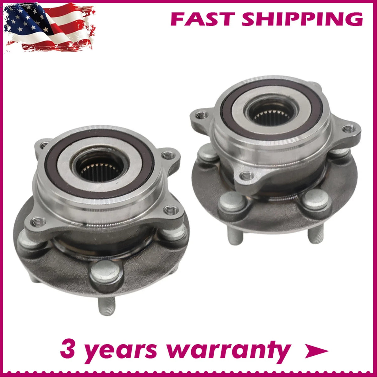 Set of 2 Front Wheel Hub Bearing Assembly for Toyota Prius (2010–2015) 513287, WE61648, HA590411