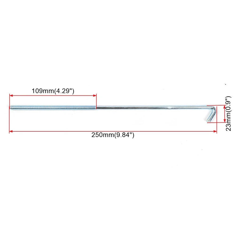 Set of 4 Steel J-Hooks for Car Battery Tie Down (10 Inches, M3)